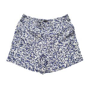 Halogen Women's High Rise Floral Shorts Elastic Waist Pockets Blue/White Size L